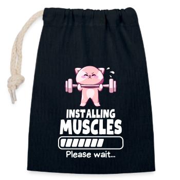 Muskeln Aufbauen Gewichtheber Katze Gym Humor - Verschließbarer Geschenkbeutel aus Baumwolle (14x20cm) - Navy - Vorne