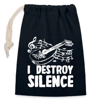I destroy silence Oud - Verschließbarer Geschenkbeutel aus Baumwolle (14x20cm) - Navy - Vorne