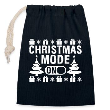 Funny Christmas Mode On - Closable cotton gift bag (14x20cm) - navy - Front