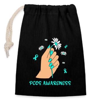Pcos Awareness - Closable cotton gift bag (14x20cm) - black - Front