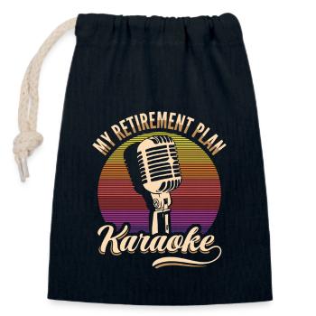 Mon Plan de Retraite Karaoké Microphone Rétro - Sac cadeau en coton avec cordon (14 x 20 cm) - bleu marine - Devant
