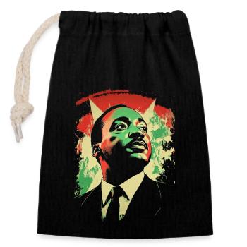 MLK Patrimoine afro-américain Mois de l’histoire des Noirs - Sac cadeau en coton avec cordon (14 x 20 cm) - noir - Devant