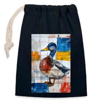 Canard - Sac cadeau en coton avec cordon (14 x 20 cm) - bleu marine - Devant