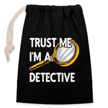 Steampunk I'm A Detective Detective - Closable cotton gift bag (14x20cm) - black - Front