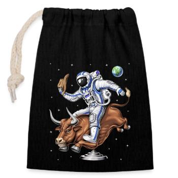 Astronaut Rodeo Cowboy - Verschließbarer Geschenkbeutel aus Baumwolle (14x20cm) - Schwarz - Vorne