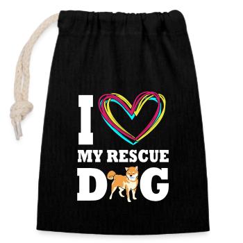 Dog Rescue Animal Rights Animal Rescue Animal Shelter - Closable cotton gift bag (14x20cm) - black - Front