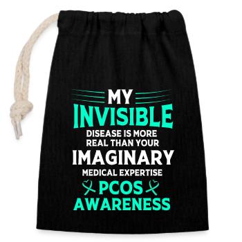 Pcos Awareness - Closable cotton gift bag (14x20cm) - black - Front