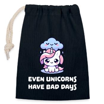 even unicorns have bad days - Closable cotton gift bag (14x20cm) - navy - Front