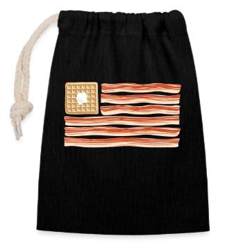 Speck Amerikanische Flagge Schweinefleisch Speck - Verschließbarer Geschenkbeutel aus Baumwolle (14x20cm) - Schwarz - Vorne