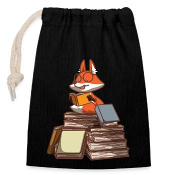 Buch Nerd Boooks Bibliothekar Fuchs Lesung - Verschließbarer Geschenkbeutel aus Baumwolle (14x20cm) - Schwarz - Vorne
