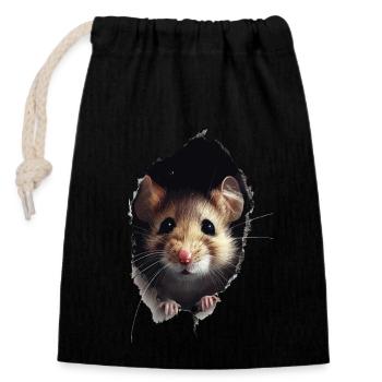 Loir - Sac cadeau en coton avec cordon (14 x 20 cm) - noir - Devant