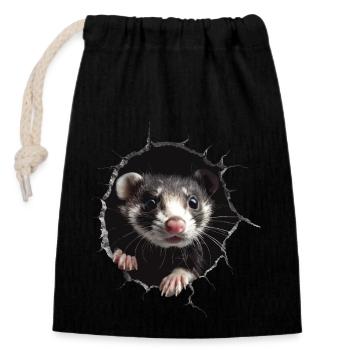 Ferret - Closable cotton gift bag (14x20cm) - black - Front