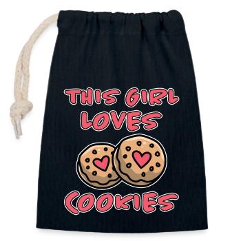 Cookies Disant Biscuits au Chocolat Cadeau de Cookie Drôle - Sac cadeau en coton avec cordon (14 x 20 cm) - bleu marine - Devant