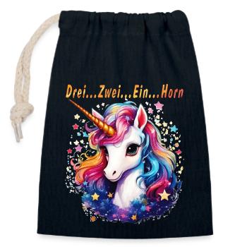 Three... Two... ONE... HORN - Closable cotton gift bag (14x20cm) - navy - Front