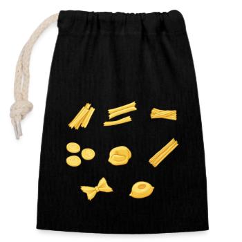 Pasta Arten Spaghetti Nudel Italien - Verschließbarer Geschenkbeutel aus Baumwolle (14x20cm) - Schwarz - Vorne