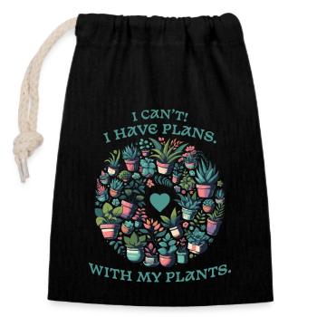 J’ai des projets avec des plantes - amoureux des plantes - Sac cadeau en coton avec cordon (14 x 20 cm) - noir - Devant