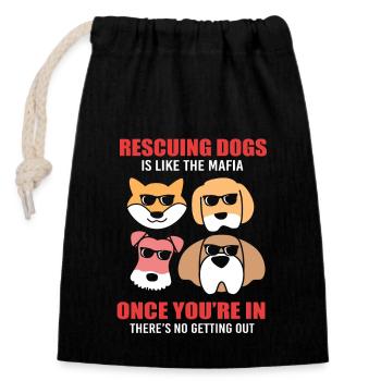 Dog Rescue Animal Rights Animal Rescue Animal Shelter - Closable cotton gift bag (14x20cm) - black - Front