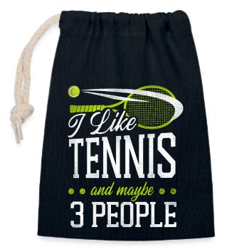 Funny Tennis Player Racket I Like - Closable cotton gift bag (14x20cm) - navy - Front