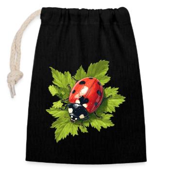 Ladybug Marienkäfer - Closable cotton gift bag (14x20cm) - black - Front