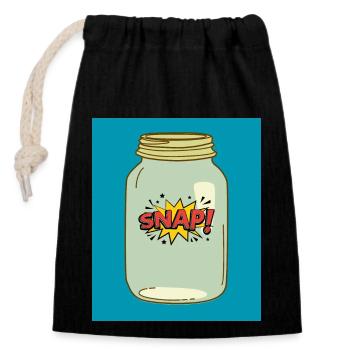 Snap! in a Jar – Fun Comic Style Design - Closable cotton gift bag (14x20cm) - black - Front