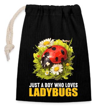 Ladybug Marienkäfer - Closable cotton gift bag (14x20cm) - black - Front