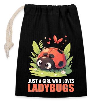 Ladybug Marienkäfer - Closable cotton gift bag (14x20cm) - black - Front
