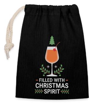 Filled with Christmas spirit festive mood - Closable cotton gift bag (14x20cm) - black - Front