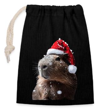 Capybara - Closable cotton gift bag (14x20cm) - black - Front