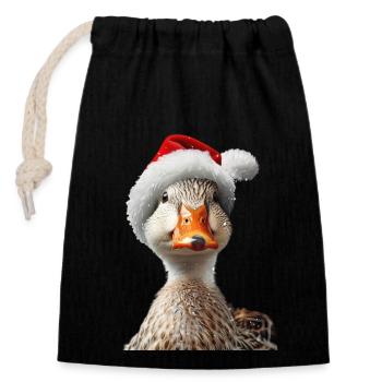 Canard - Sac cadeau en coton avec cordon (14 x 20 cm) - noir - Devant