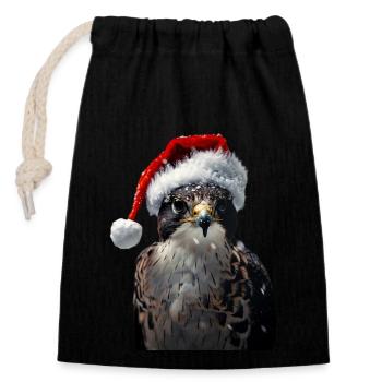 Faucon - Sac cadeau en coton avec cordon (14 x 20 cm) - noir - Devant