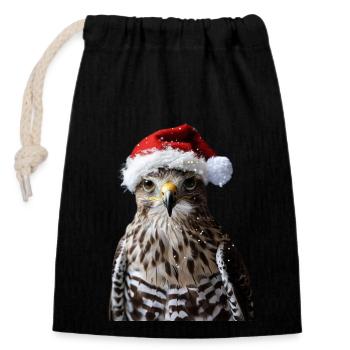 Faucon - Sac cadeau en coton avec cordon (14 x 20 cm) - noir - Devant