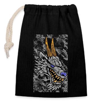 Fantasy RPG Wolf Magic Dungeon - Closable cotton gift bag (14x20cm) - black - Front