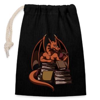 Dragon Reading Magic Dungeon - Closable cotton gift bag (14x20cm) - black - Front
