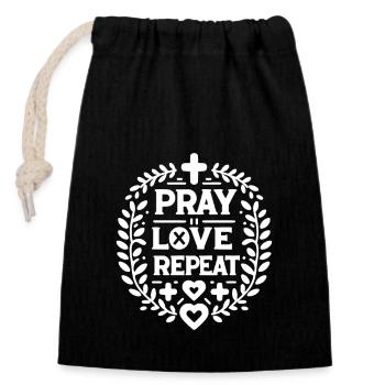 Pray Love Repeat - Closable cotton gift bag (14x20cm) - black - Front