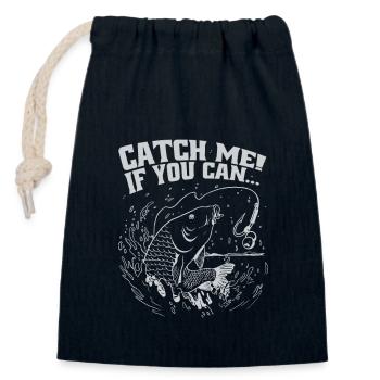 Catch me if you can – Angler Motiv - Verschließbarer Geschenkbeutel aus Baumwolle (14x20cm) - Navy - Vorne