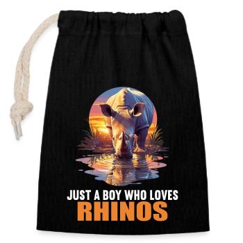 Rhino Rhinos Rhino - Sac cadeau en coton avec cordon (14 x 20 cm) - noir - Devant