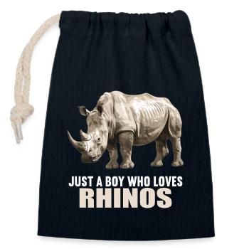 Rhino Nashörner Nashorn - Verschließbarer Geschenkbeutel aus Baumwolle (14x20cm) - Navy - Vorne