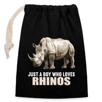 Rhino Rhinos Rhino - Sac cadeau en coton avec cordon (14 x 20 cm) - noir - Devant