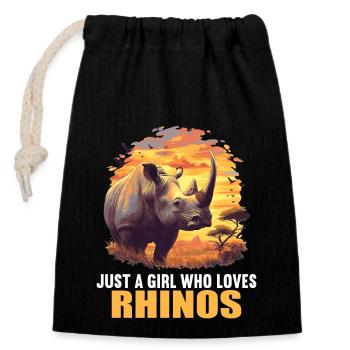 Rhino Rhinos Rhino - Sac cadeau en coton avec cordon (14 x 20 cm) - noir - Devant