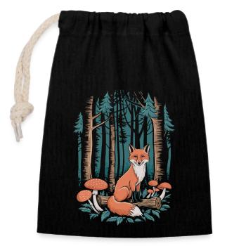Fuchs Im Wald Cottagecore Szene - Verschließbarer Geschenkbeutel aus Baumwolle (14x20cm) - Schwarz - Vorne