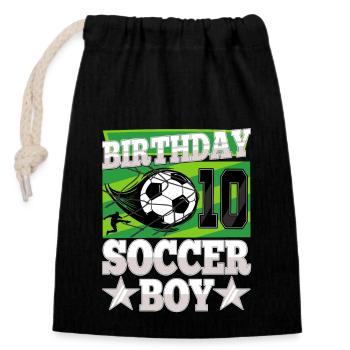 10th birthday Boy Soccer 10 Years Old Gifts - Closable cotton gift bag (14x20cm) - black - Front