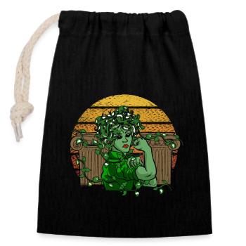 Ancient God Greek Medussa Mythology - Closable cotton gift bag (14x20cm) - black - Front
