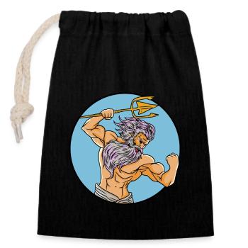 Ancient God Greek Zeus Mythology - Closable cotton gift bag (14x20cm) - black - Front