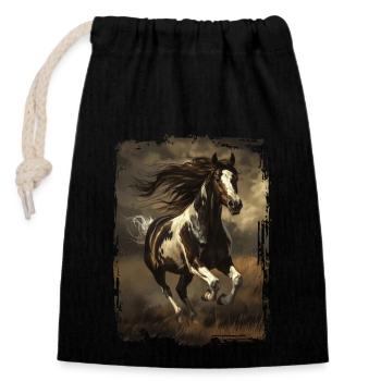 Painted Horse - Closable cotton gift bag (14x20cm) - black - Front