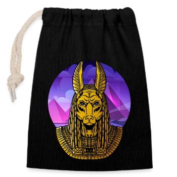 Hieroglyphen Anubis Ägyptische Mythologie - Verschließbarer Geschenkbeutel aus Baumwolle (14x20cm) - Schwarz - Vorne