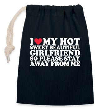 Petite amie Petite amie Relation Couple Amour Couple - Sac cadeau en coton avec cordon (14 x 20 cm) - bleu marine - Devant