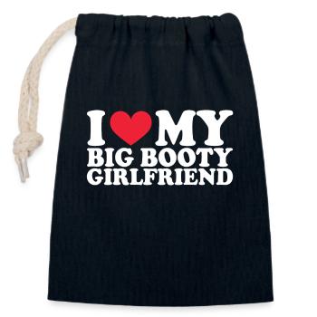 Petite amie Petite amie Relation Couple Amour Couple - Sac cadeau en coton avec cordon (14 x 20 cm) - bleu marine - Devant