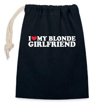 Petite amie Petite amie Relation Couple Amour Couple - Sac cadeau en coton avec cordon (14 x 20 cm) - bleu marine - Devant