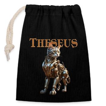 Automate Steampunk-Katze - Thésée Chat Steampunk - Sac cadeau en coton avec cordon (14 x 20 cm) - noir - Devant