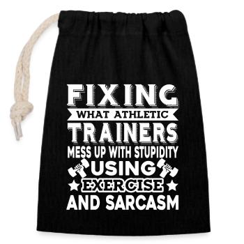 Athletic Trainer Proud Athletic Trainer - Closable cotton gift bag (14x20cm) - black - Front